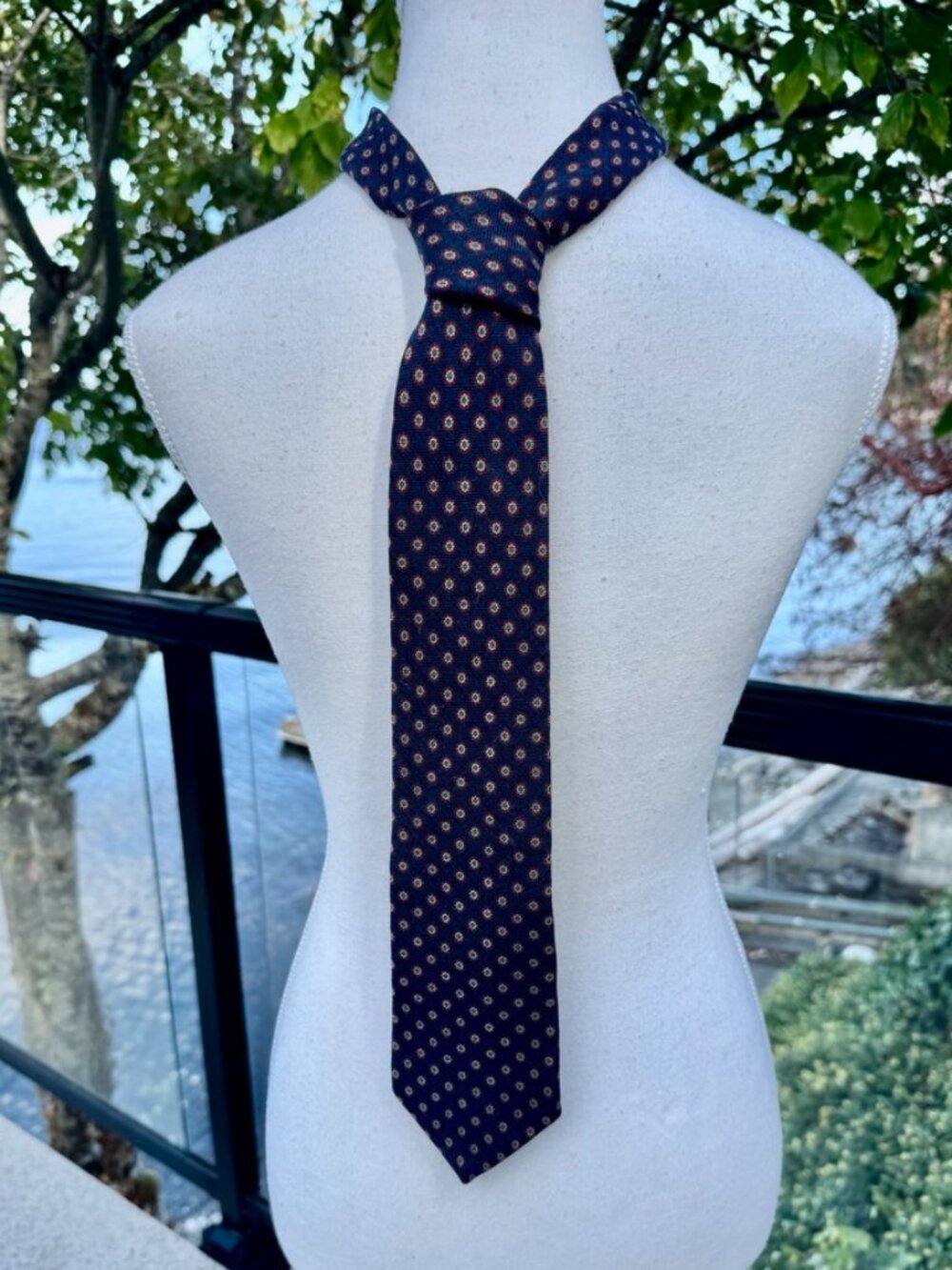 Vintage Paco Rabanne Navy Blue 100% Wool Neck Tie